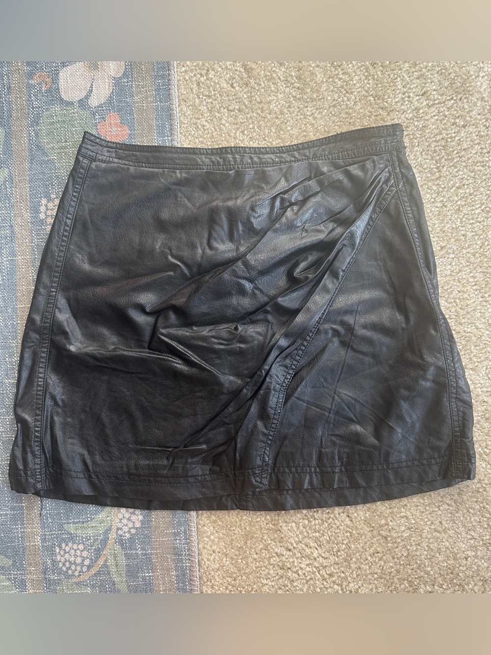 Free People “Fake Out” Black Faux Leather Mini Skirt